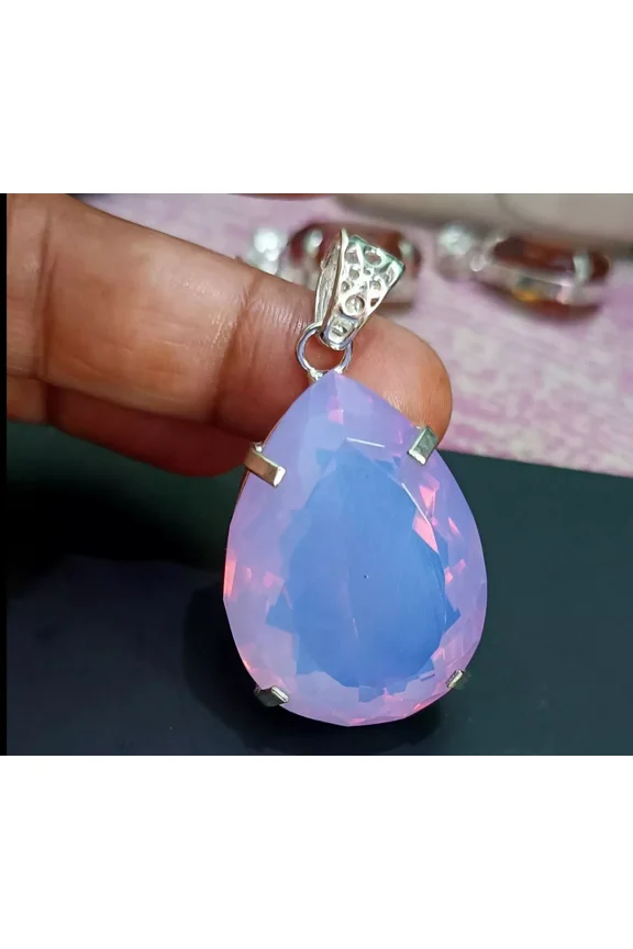 Natural 98.52 Ct Bi-Color Welo Opal 925 Solid Silver Pendant Pear Cut Gemstone for Necklace Bracelet and Jewelry Making