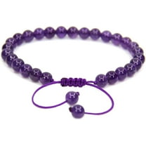 Natural A Grade Amethyst Gemstone 6mm Round Beads Adjustable Bracelet 7" Unisex