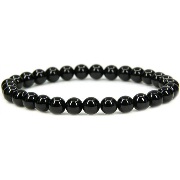 Natural A Grade Black Tourmaline Gemstone 6mm Round Beads Stretch Bracelet 7" Unisex