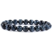 ANGELSTONES Natural A Grade Blue Tiger Eye Gemstone 8mm Round Beads Stretch Bracelet 7" Unisex