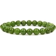 Natural A Grade Canadian Nephrite Jade 8mm Round Beads Stretch Bracelet 7 Unisex