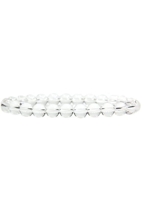 Natural A Grade Clear Quartz Gemstone 8mm Round Beads Elastic Bracelet 7 Inch