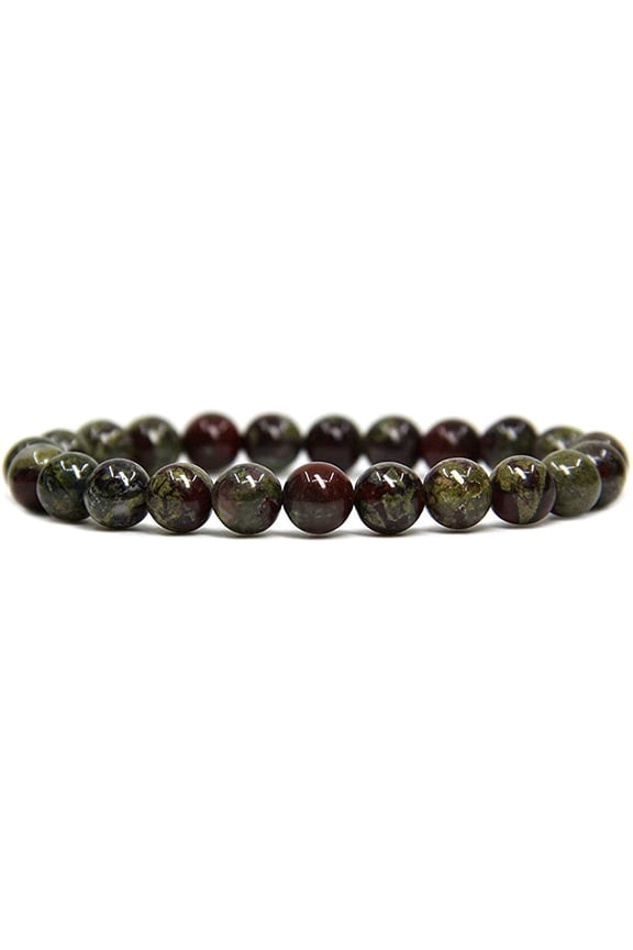 Natural A Grade Dragon Blood Jasper Gemstone 8mm Round Beads Stretch Bracelet 7" Unisex