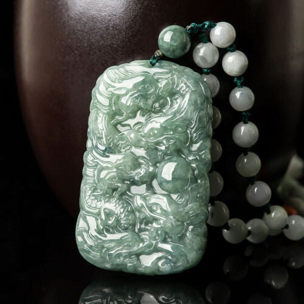 Natural A Grade Jade Dragon Brand Zodiac Dragon Jade Pendant with Chain Ice Pend