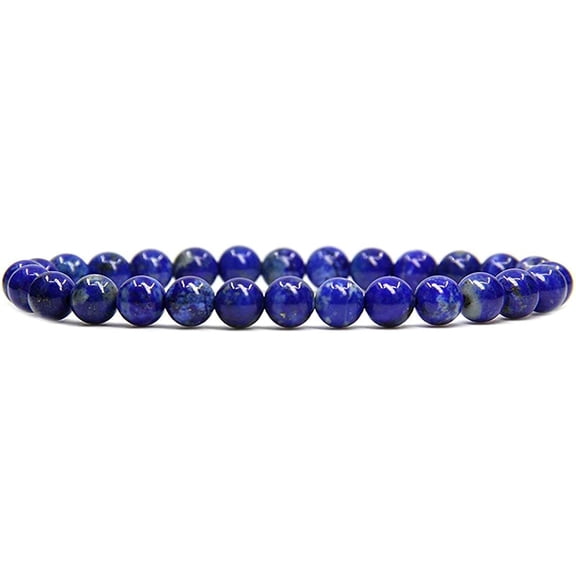 Natural A Grade Lapis Lazuli Gemstone 6mm Round Beads Stretch Bracelet 7" Unisex