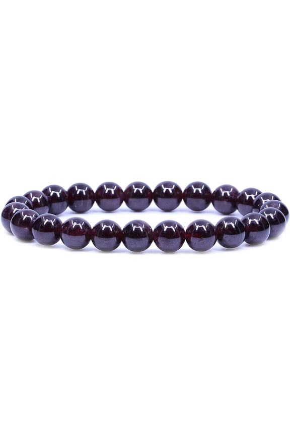 Natural A Grade Red Garnet Gemstone 8mm Round Beads Stretch Bracelet 7" Unisex