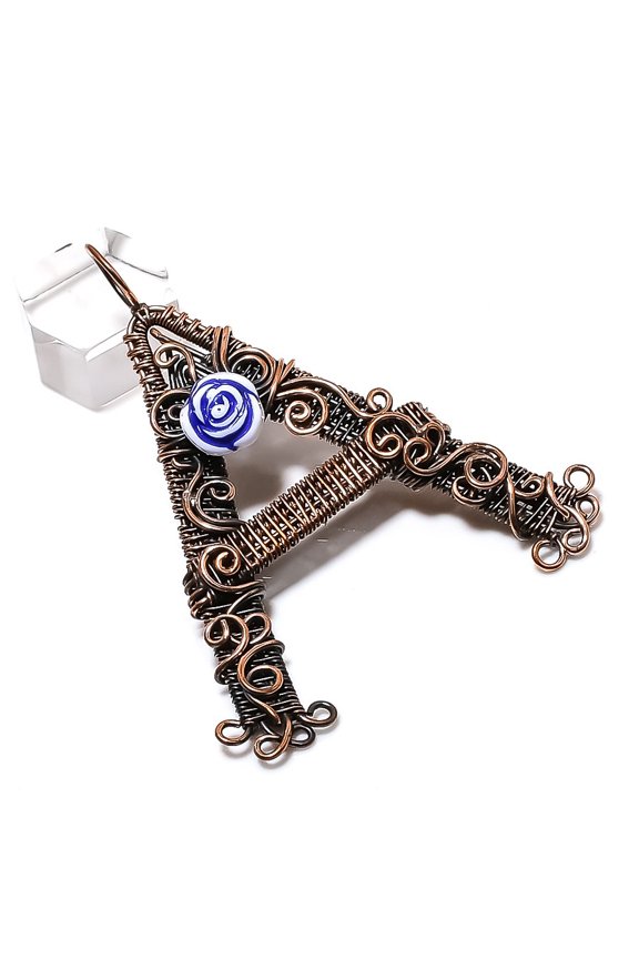 Natural A Look Gemstone Handmade Copper Wire Wrap Jewelry Pendant 3.07"