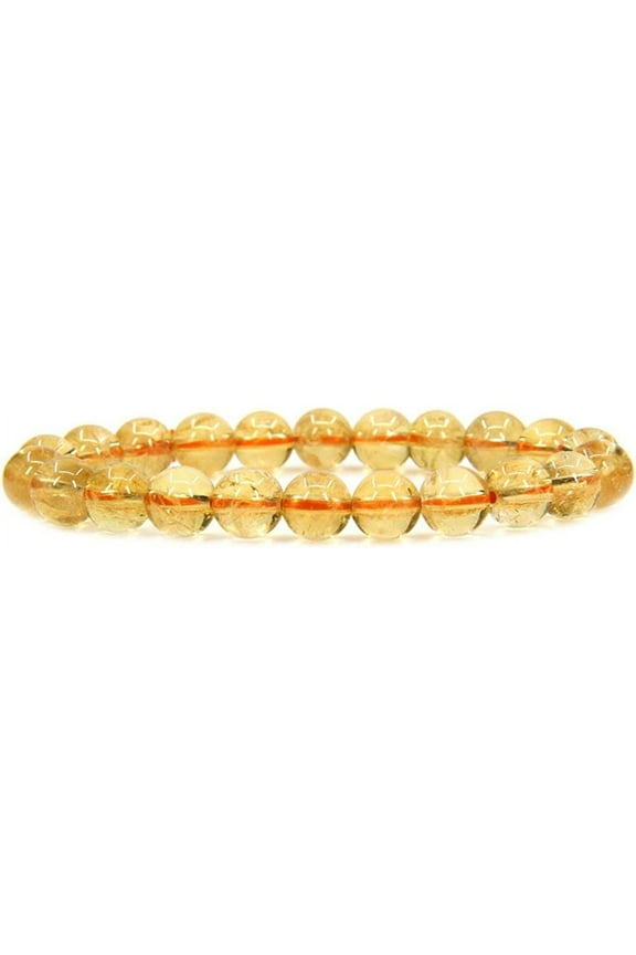 Natural AA Citrine Gemstone 8mm Round Beads Stretch Bracelet 7" Unisex