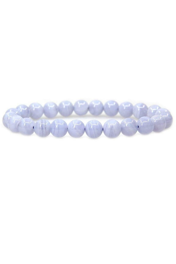 Natural AA Grade Blue Lace Agate Gemstone 8mm Round Beads Stretch Bracelet 7 Inch Unisex