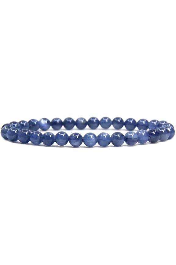 Natural AA Grade Kyanite Gemstone 6mm Round Beads Stretch Bracelet 7" Unisex