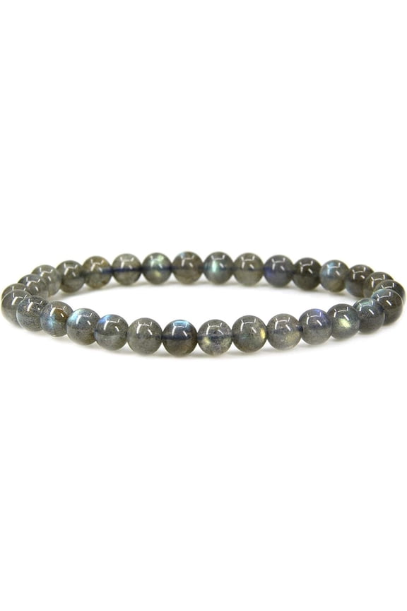 Natural AA Grade Labradorite Gemstone 6mm Round Beads Stretch Bracelet 7" Unisex