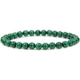 thumbnail image 1 of Natural AA Grade Malachite Gemstone 6mm Round Beads Stretch Bracelet 7" Unisex, 1 of 2