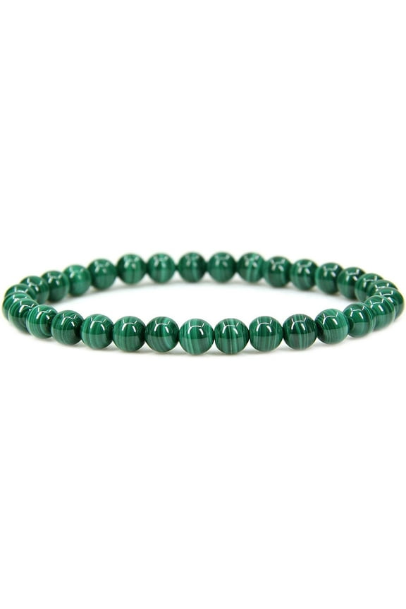 Natural AA Grade Malachite Gemstone 6mm Round Beads Stretch Bracelet 7" Unisex