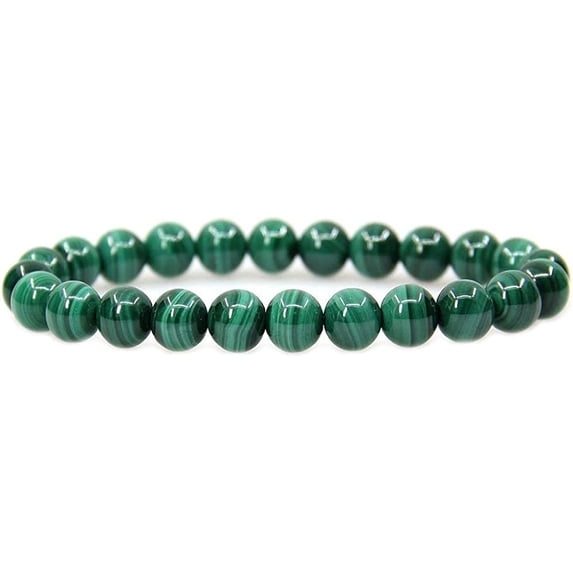 Natural AA Grade Malachite Gemstone 8mm Round Beads Stretch Bracelet 7" Unisex