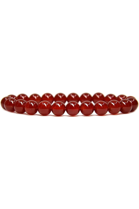 Natural AA Grade Red Agate Gemstone 8mm Round Beads Stretch Bracelet 7" Unisex