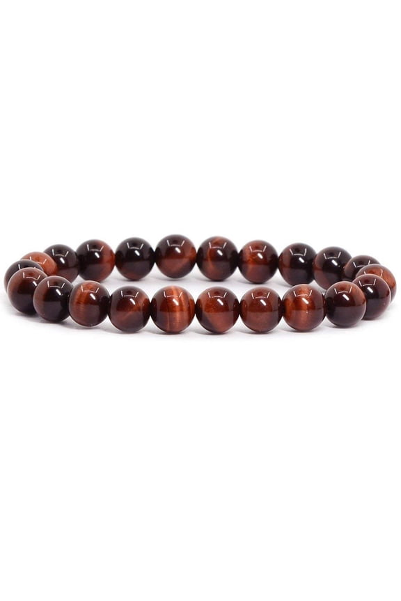 Natural AA Grade Red Tiger Eye Gemstone 8mm Round Beads Stretch Bracelet 7 Inch