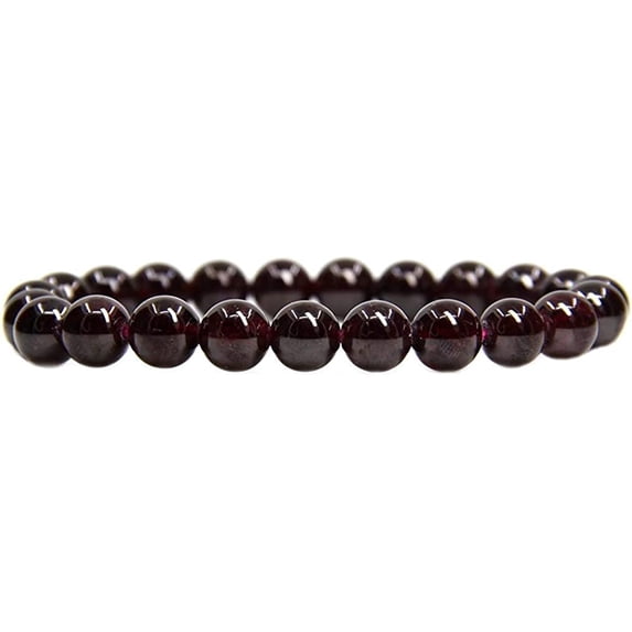 Natural AA Red Garnet Gemstone 8mm Round Beads Stretch Bracelet 7 Inch Unisex