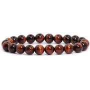 ANGELSTONES Natural AA Red Tiger Eye Crystals Gemstone 8mm Round Beads Stretch Bracelet 7" Unisex
