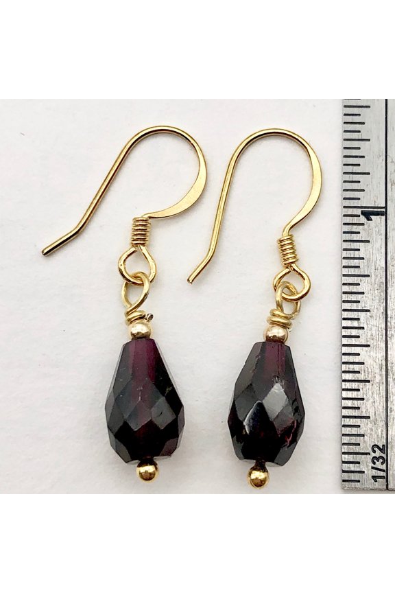 Natural AAA 14Kgf Deep Garnet Drop Earrings