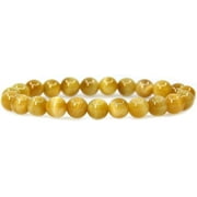 ANGELSTONES Natural AAA Gold Tiger Eye Gemstone 8mm Round Beads Stretch Bracelet 7" Unisex