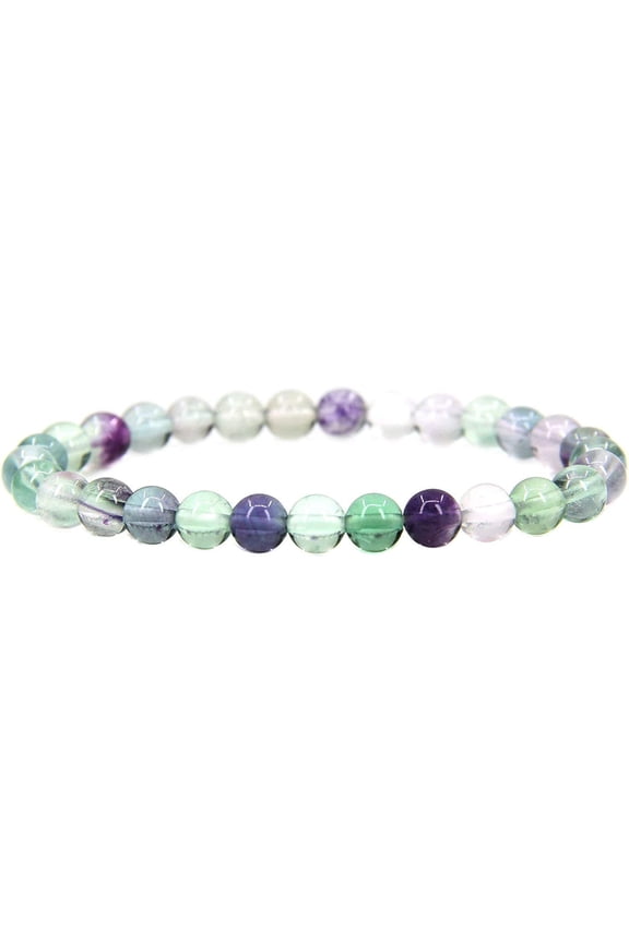 Natural AAA Grade Clear Fluorite Gemstone 6mm Round Beads Stretch Bracelet 7" Unisex