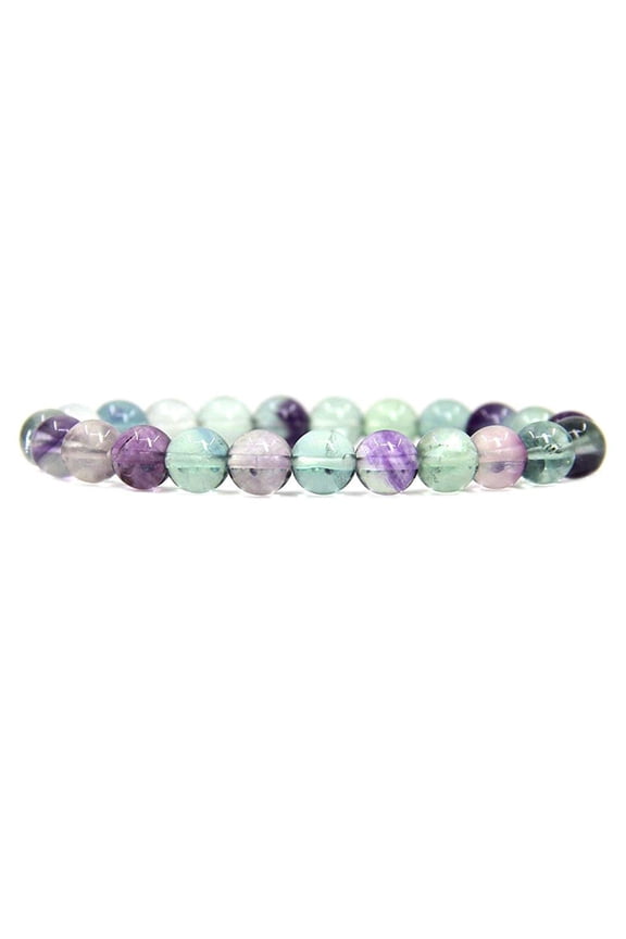 Natural AAA Grade Clear Fluorite Gemstone 8mm Round Beads Stretch Bracelet 7 Inch Unisex