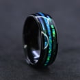 thumbnail image 1 of Natural Abalone Shell Blue Opal Men's Black Tungsten Ring, Size 8, 1 of 4