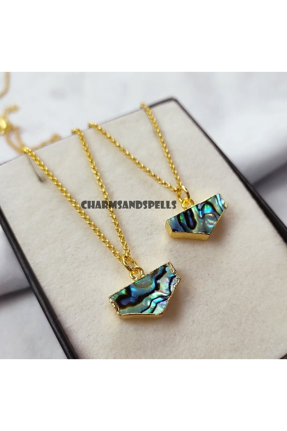 Natural Abalone Shell Charm Necklace, Arrow Shape Abalone Necklace, Gift For Him, Natural Shell, Electroplated Necklace,Valentine Day Gifts