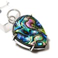 thumbnail image 1 of Natural Abalone Shell Gemstone 925 Sterling Silver Gift Pendant 1.77", 1 of 2