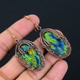 thumbnail image 1 of Natural Abalone Shell Gemstone Handmade Copper Wire Wrap Earring 2.64, 1 of 4