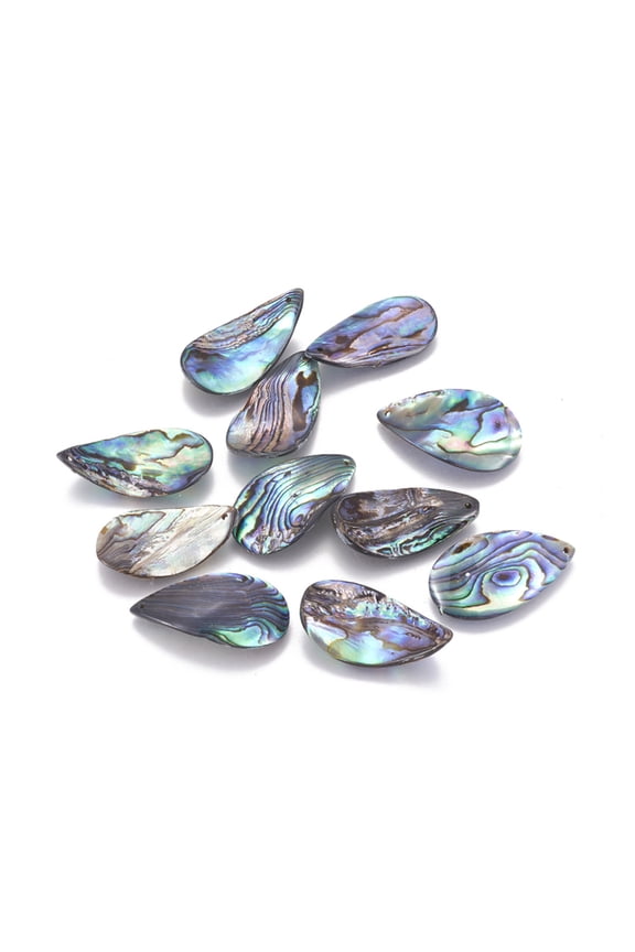 Natural Abalone Shell/Paua Shell Pendants Drop Twist 28.5~31x16~19.5x1.5~1.8mm Hole: 1mm