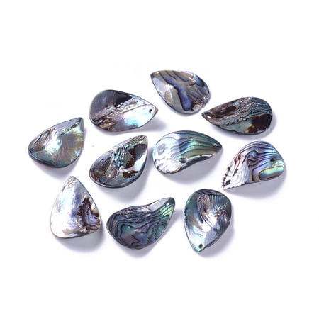 Natural Abalone Shell/Paua Shell Pendants teardrop Twist 28.5~31x18.5~20x1.5~2.5mm Hole: 1.2~1.4mm