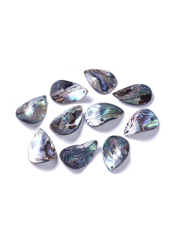 Natural Abalone Shell/Paua Shell Pendants teardrop Twist 28.5~31x18.5~20x1.5~2.5mm Hole: 1.2~1.4mm