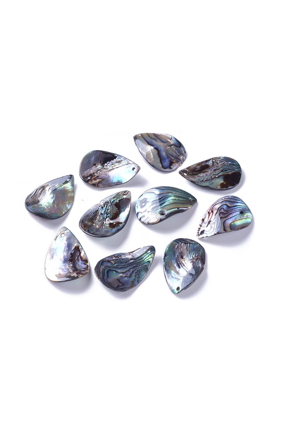 Natural Abalone Shell/Paua Shell Pendants teardrop Twist 28.5~31x18.5~20x1.5~2.5mm Hole: 1.2~1.4mm