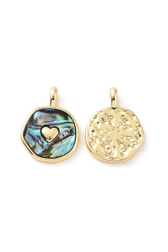 Natural Abalone Shell/Paua Shell Pendants with Real 18K Gold Plated Brass Findings Cadmium Free & Lead Free Long-Lasting Plated