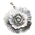 thumbnail image 1 of Natural Abalone Shell Pendant Handmade 3-Layered Flower Necklace Seashell Jewelry Decoration Gift, Mysterious Silver Black Floral Charms, 10.0 x 7.0 in / 25.4 x 17.8 cm, 1 of 9