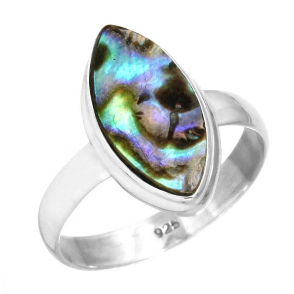 Natural Abalone Shell Ring 925 Sterling Silver Handmade Jewelry