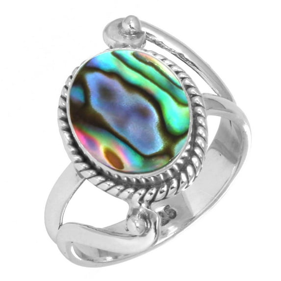 Natural Abalone Shell Women Jewelry 925 Sterling Silver Ring