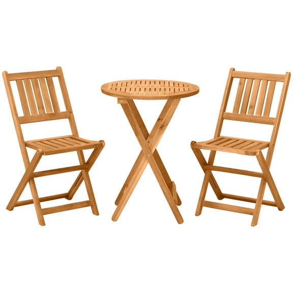 Natural Acacia Wood Bistro Set - Suitable for Balcony Gatherings and Cool Summertime Seating