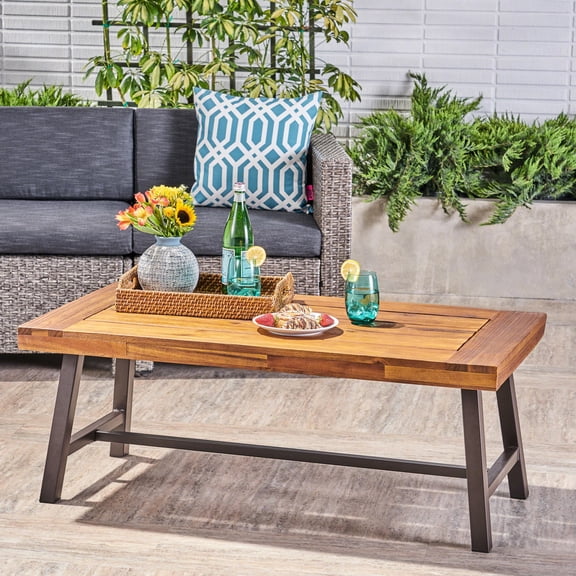 Natural Acacia Wood Coffee Table / Resists Outdoor Elements