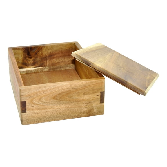 Natural Acacia Wooden Storage Box with Removable Lid, 8"x6"x3", Stash Box, Keepsake Chest, Jewelry and Small Item Organizer