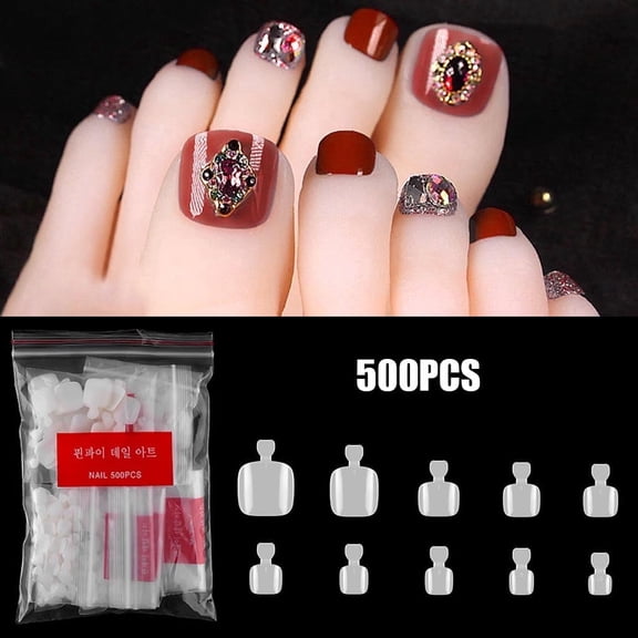 Natural Acrylic False Toe Nails Tips - 500 Pcs Nails for Perfectly Polished Feet - Easy Application & Stunning Finish - Salon Quality Nails at Home