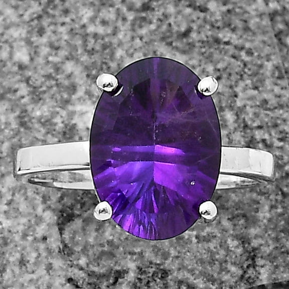 Natural African Amethyst Concave 925 Sterling Silver Ring s.7 Jewelry DGR1113_C_7 R-1019