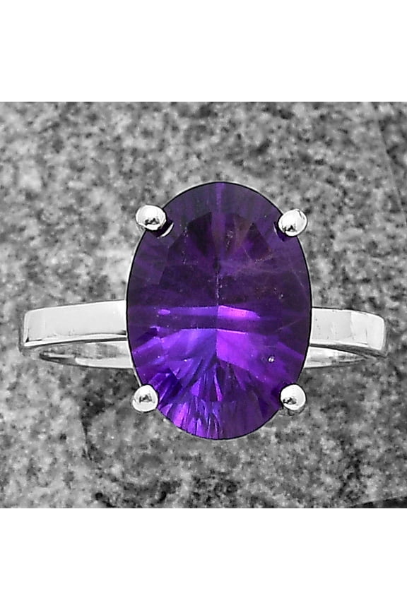 Natural African Amethyst Concave 925 Sterling Silver Ring s.8.5 Jewelry DGR1113_C_8.5 R-1019