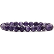 Natural African Amethyst Crystal Gemstone 8mm Round Beads Stretch Bracelet 7 Unisex
