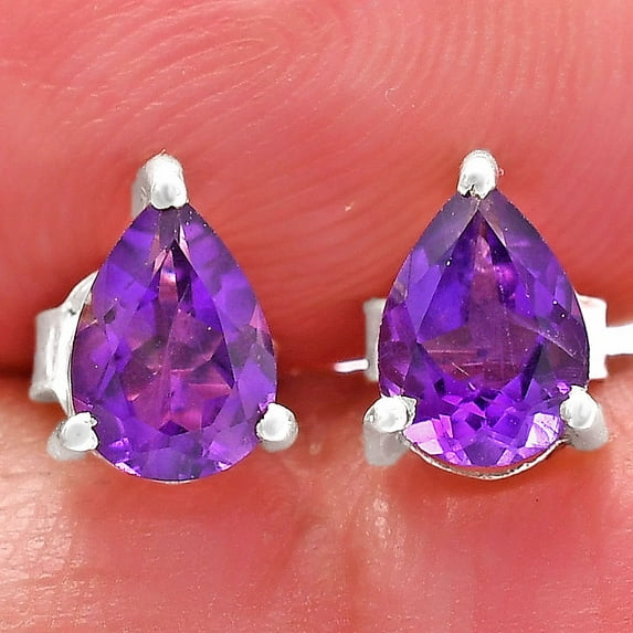 Natural African Amethyst Stud 925 Sterling Silver Earrings Jewelry DGE1074_C E-1017