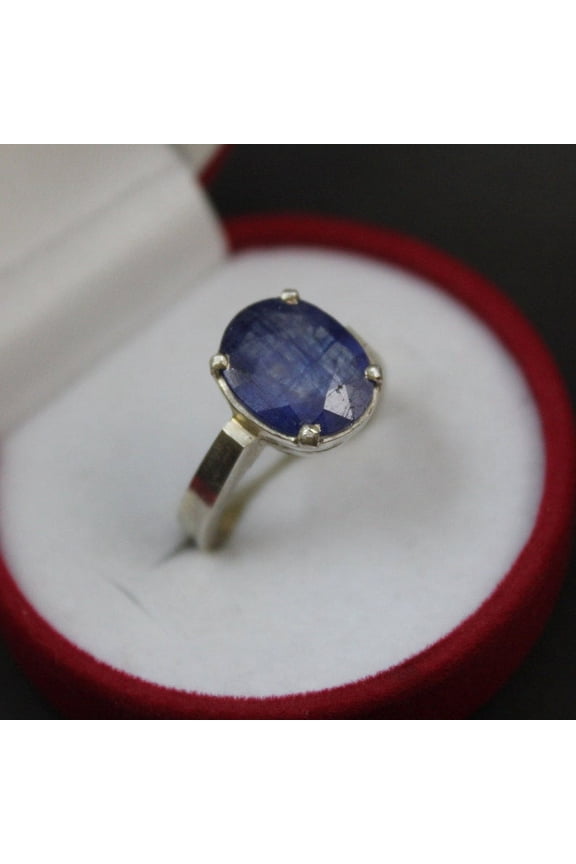Natural African Heated Blue Sapphire Neelam Stone Ring for Men & Women with 925 Sterling Silver Birthstone Gift Ring Promsie Ring