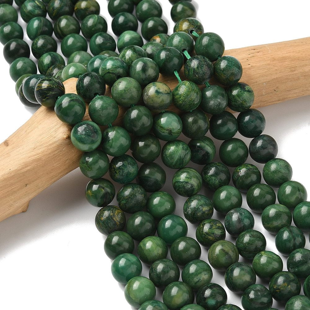 Natural African Jade Beads Strands Round Grade A Green 10mm Hole: 1mm 37pcs/strand 15.3 inch