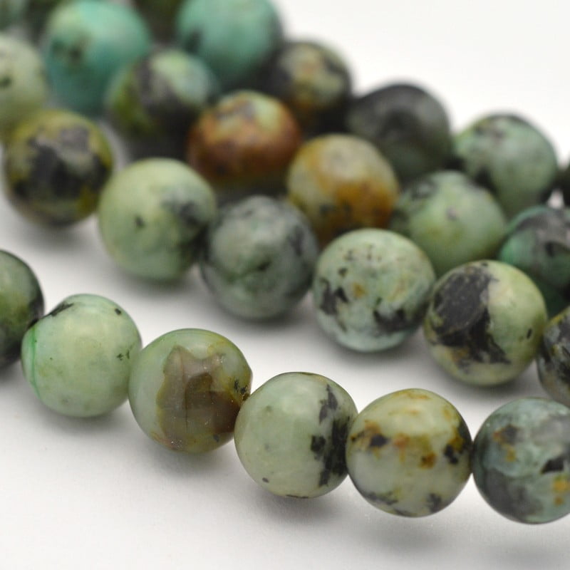 Natural African Turquoise(Jasper) Round Beads Strands Dark Sea Green 10mm Hole: 1mm 38pcs/strand 15 inch