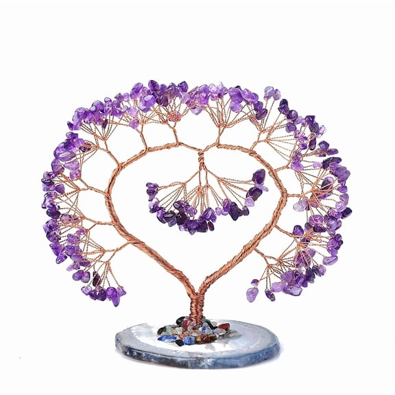 Natural Agate Amethyst Tree of Life Display Decorations Figurine Home Decoration Reiki Energy Stone for Healing 130x120mm